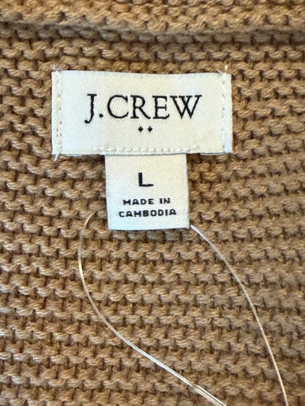 J. Crew Garter Stitch Wool Blend Crewneck Sweater Long Sleeve Preppy Camel Large